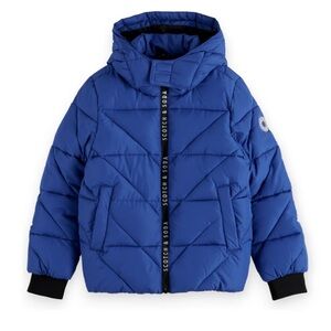 SCOTCH & SODA Kid Water Repellent Hooded Jacket Cobalt Blue Boys Size 12